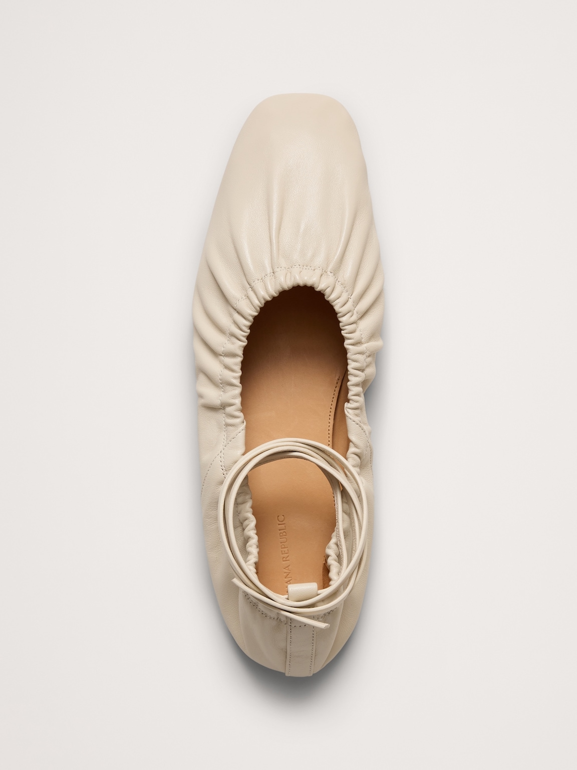 Ruched Leather Ballet Flat