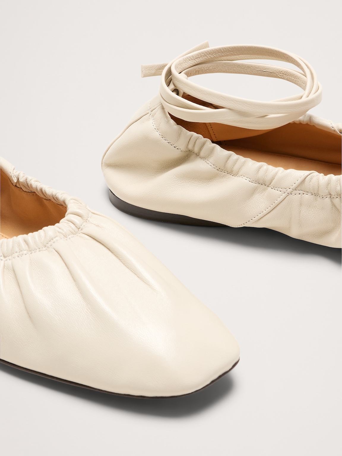 Ruched Leather Ballet Flat