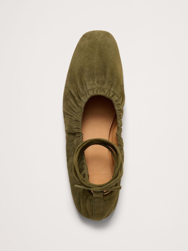 Ruched Suede Ballet Flat