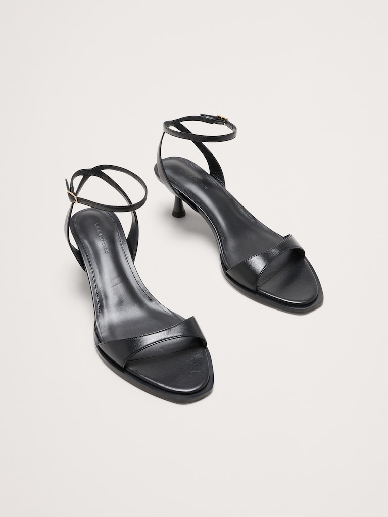 Italian Leather Kitten-Heel Sandal