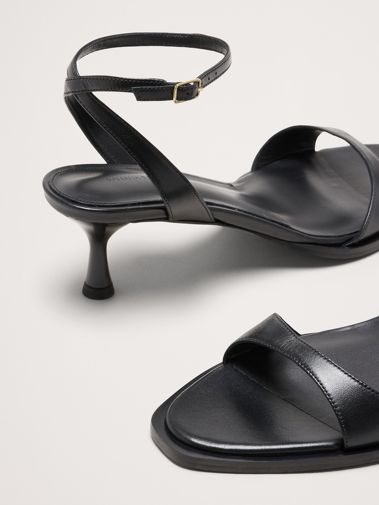 Italian Leather Kitten-Heel Sandal