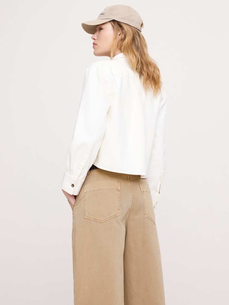 Denim Cropped Utility Shirt