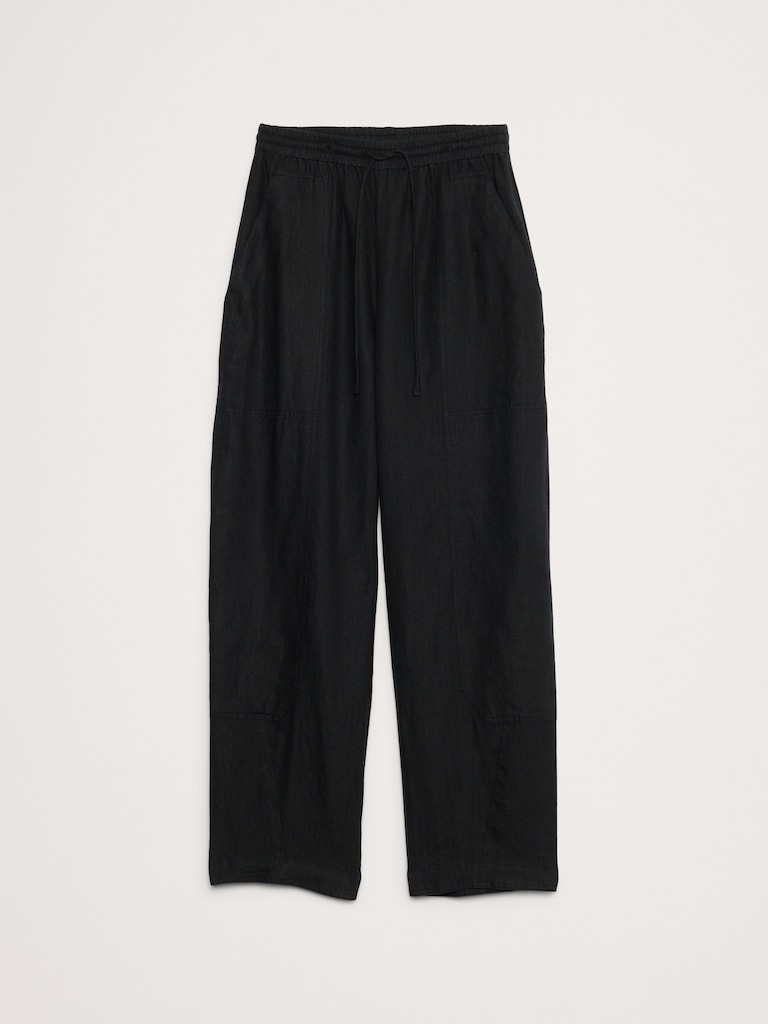 Barrel-Leg Pull-On Pant in Linen