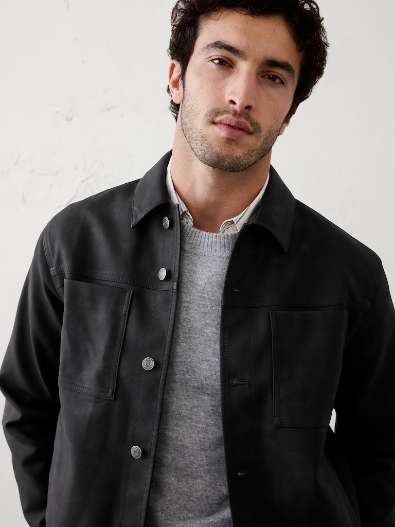 Vegan Leather Trucker Jacket