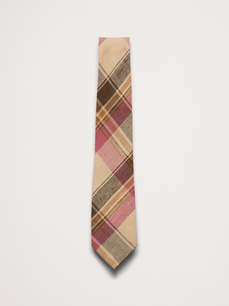 Plaid Linen Tie