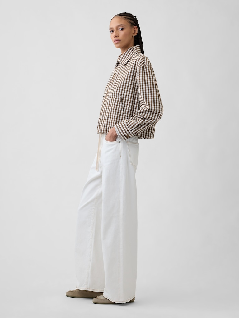 High Rise Drawstring Wide-Leg Jeans