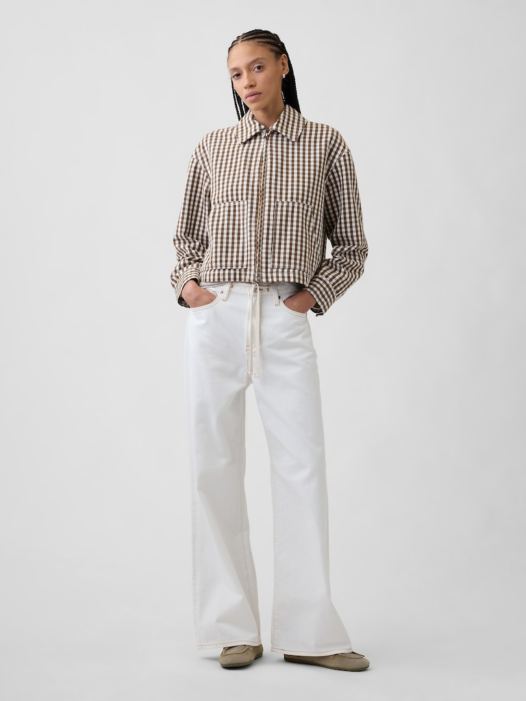 High Rise Drawstring Wide-Leg Jeans