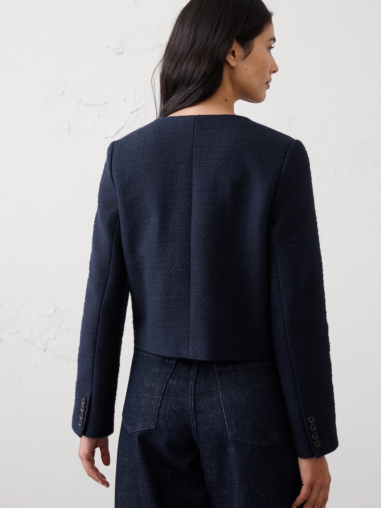 Collarless Suit Jacket