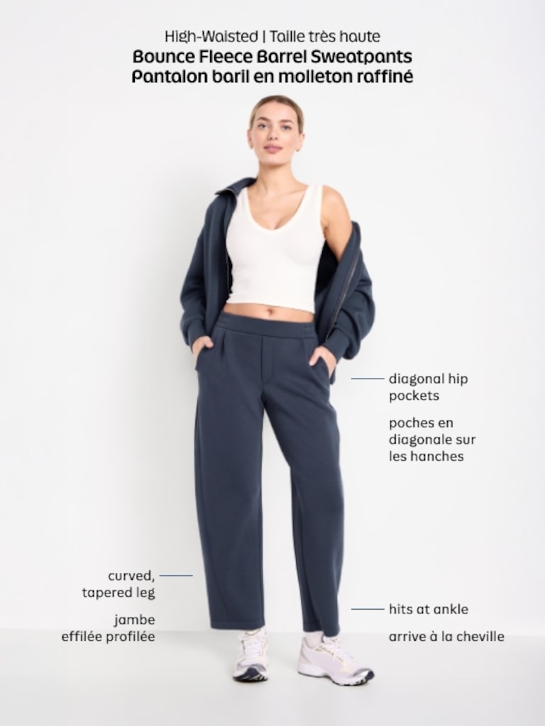 High-Waisted Bounce Fleece Barrel Sweatpants