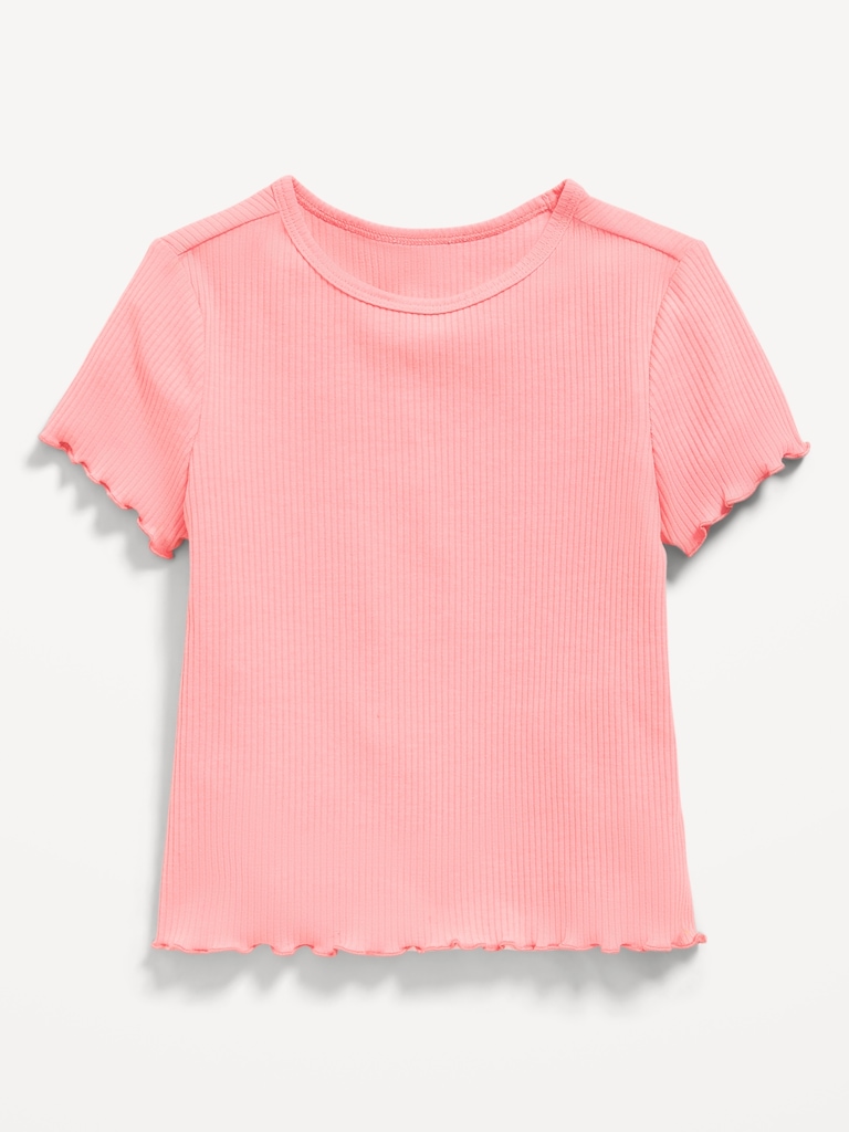 Short-Sleeve Lettuce-Edge T-Shirt for Toddler Girls