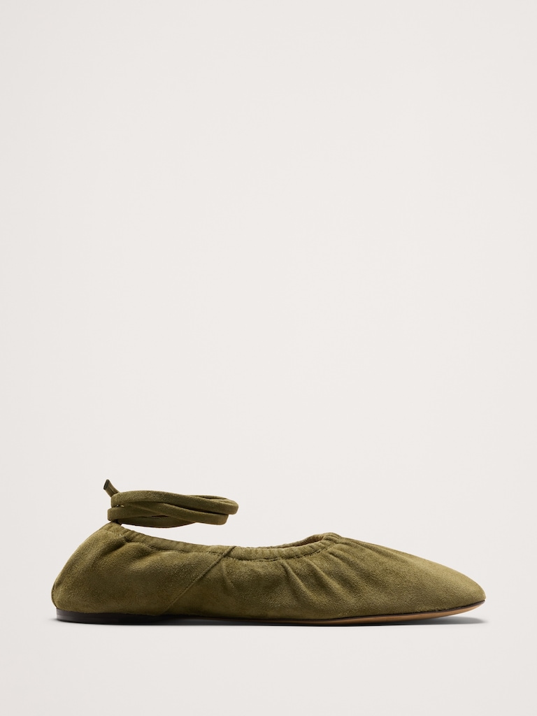 Ruched Suede Ballet Flat