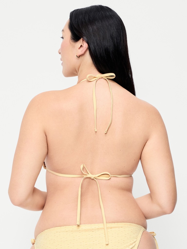 Eyelet Triangle String Bikini Swim Top