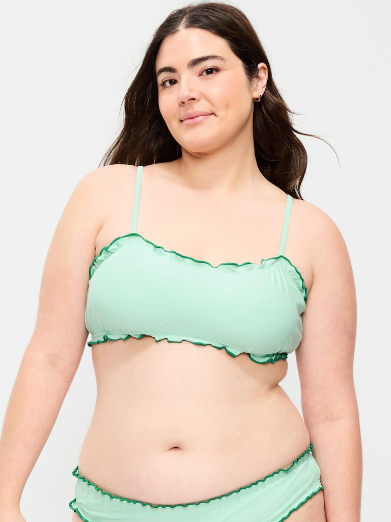 Scoop-Neck Ruffle Swim Top