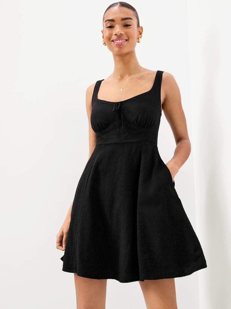 Fit & Flare Linen Mini Dress