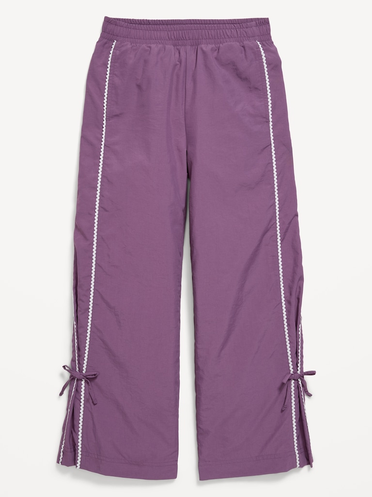 High-Waisted Bow Parachute Pants for Girls
