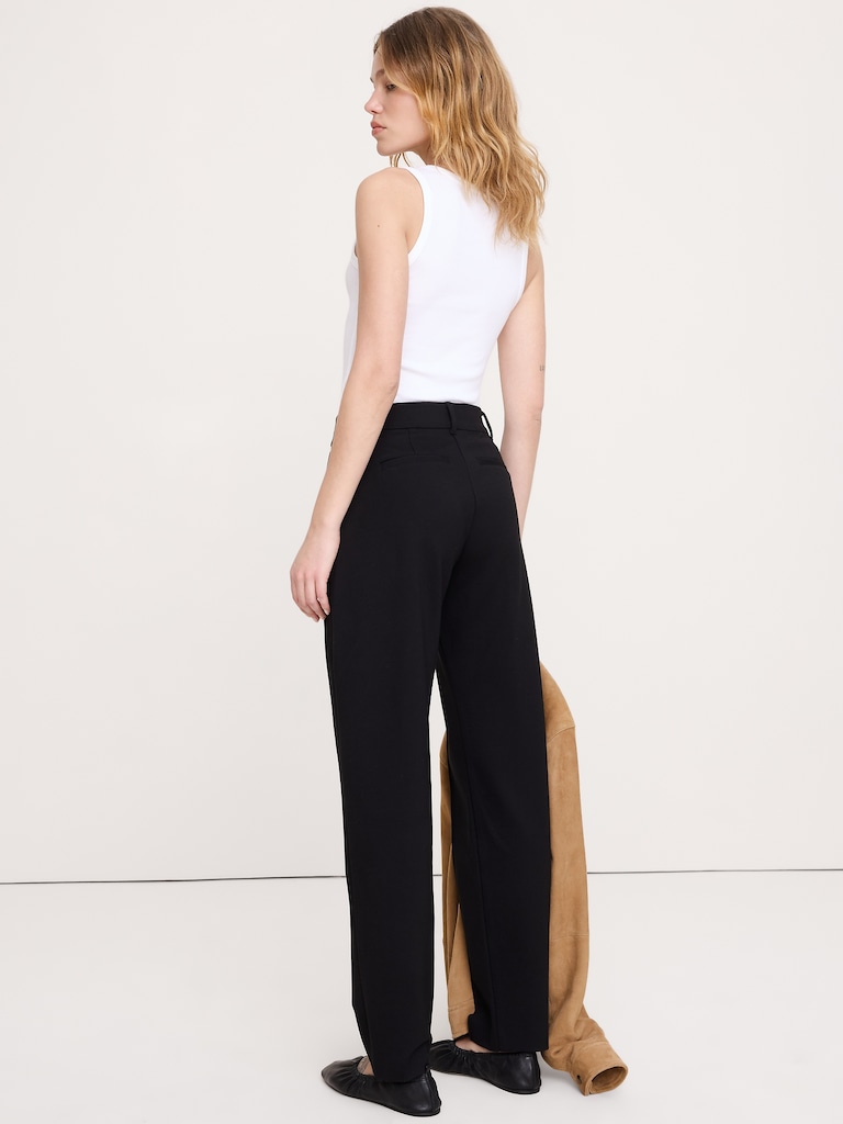 High-Rise Tapered Drapey Ponte Pull-On Pant
