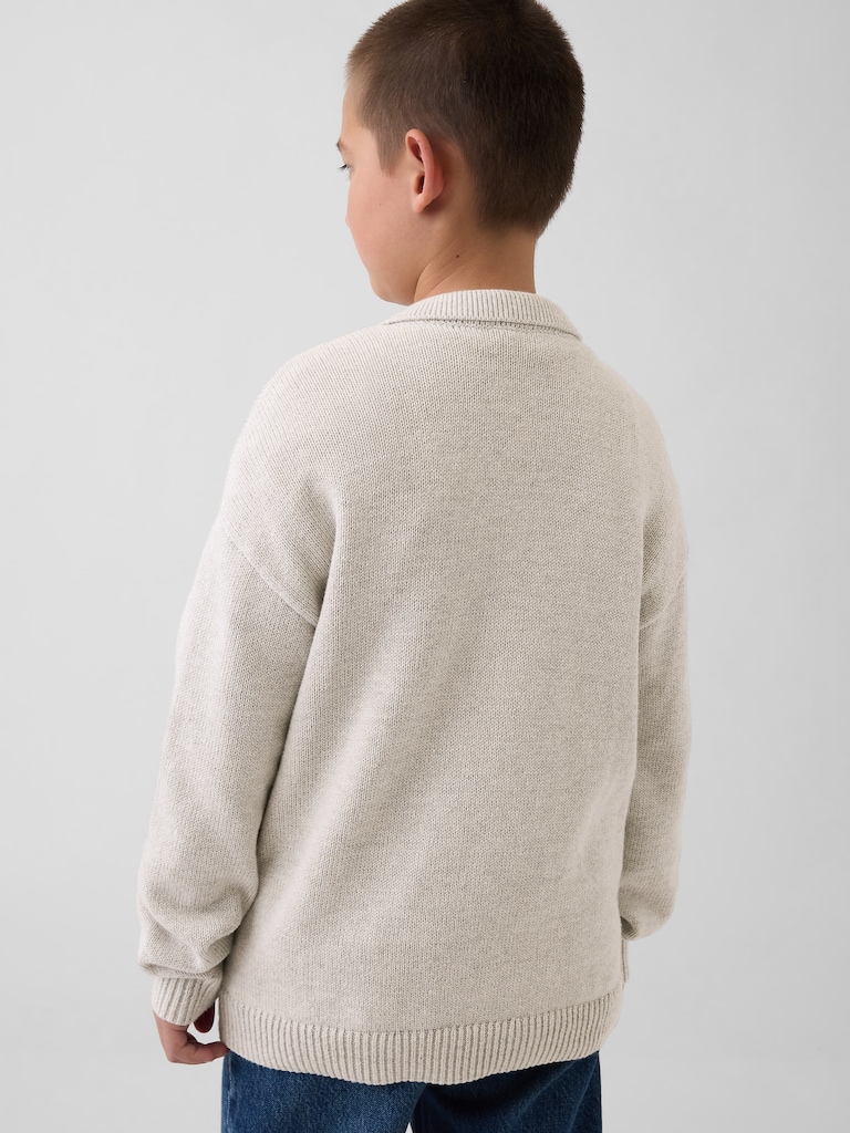 Kids Relaxed Polo Cardigan Sweater