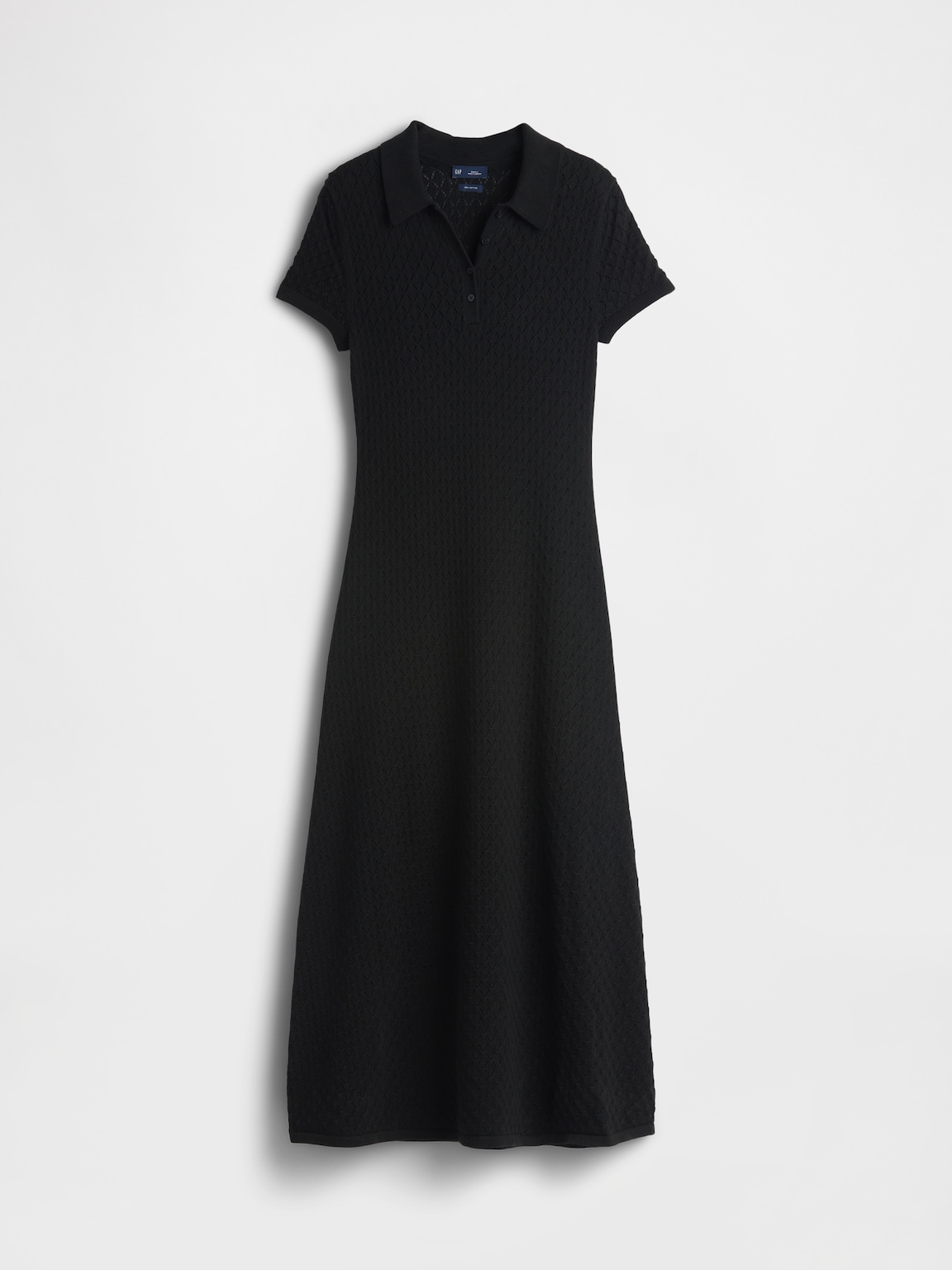 Pointelle Polo Maxi Sweater Dress