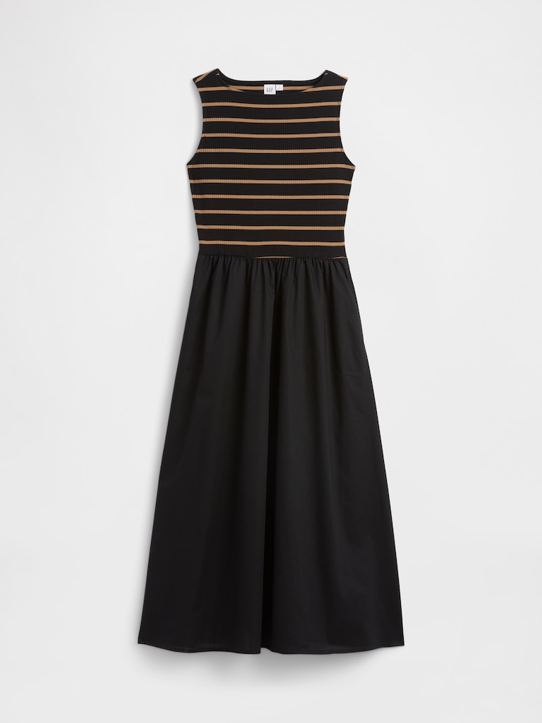 Sleeveless Boatneck Midi Dress