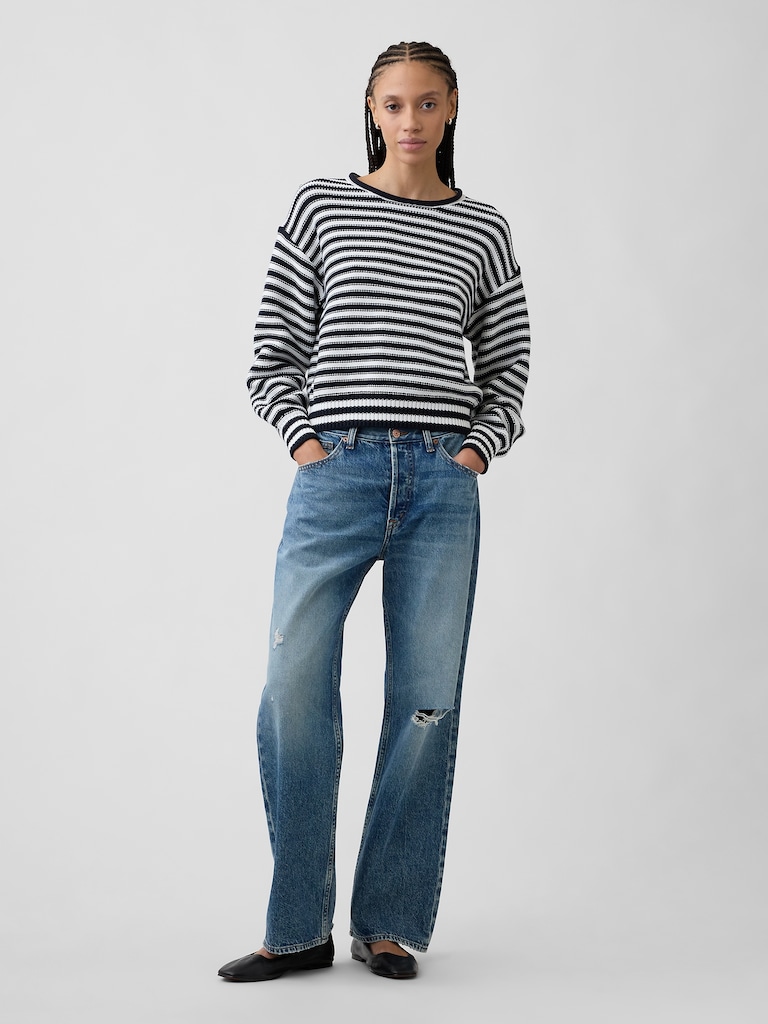 Relaxed Stripe Rollneck Sweater