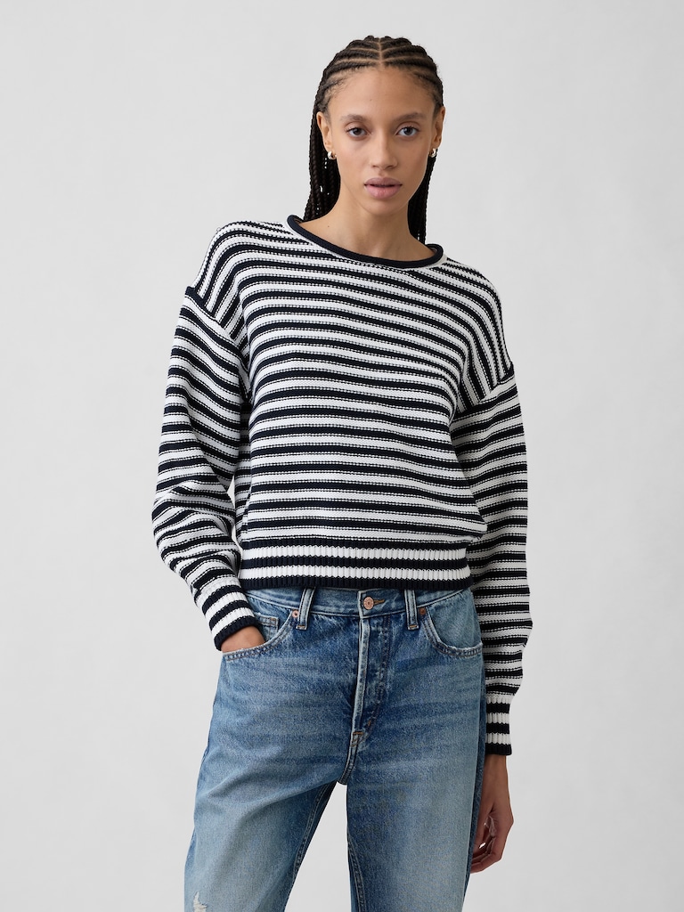 Relaxed Stripe Rollneck Sweater