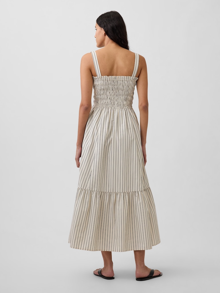 Poplin Smocked Bodice Maxi Dress