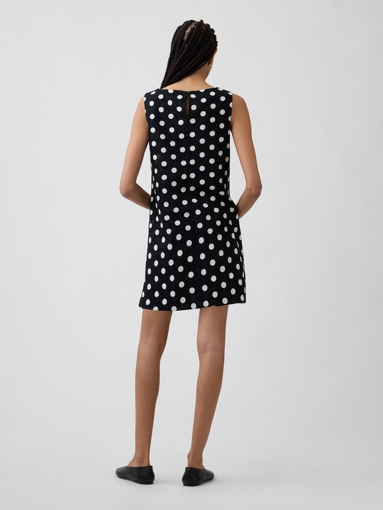 Linen-Blend Apron Mini Dress