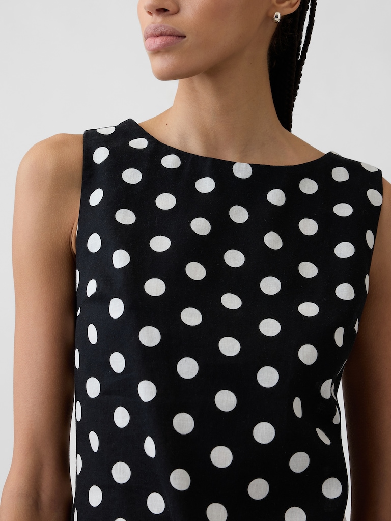 Linen-Blend Apron Mini Dress