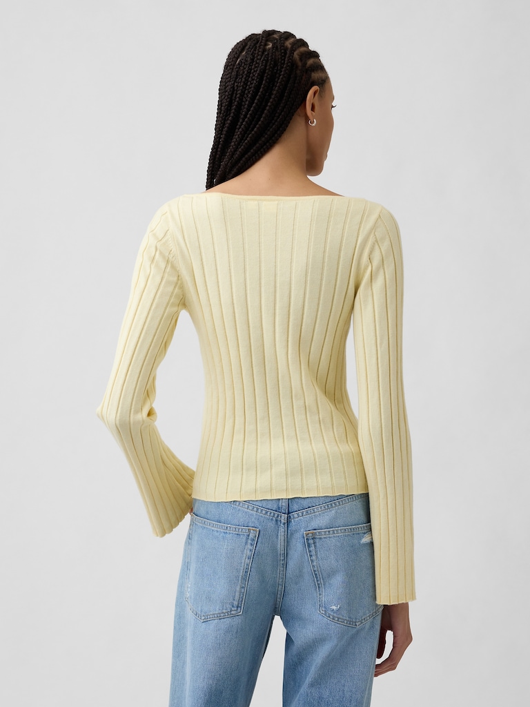Wide-Rib Boatneck Sweater