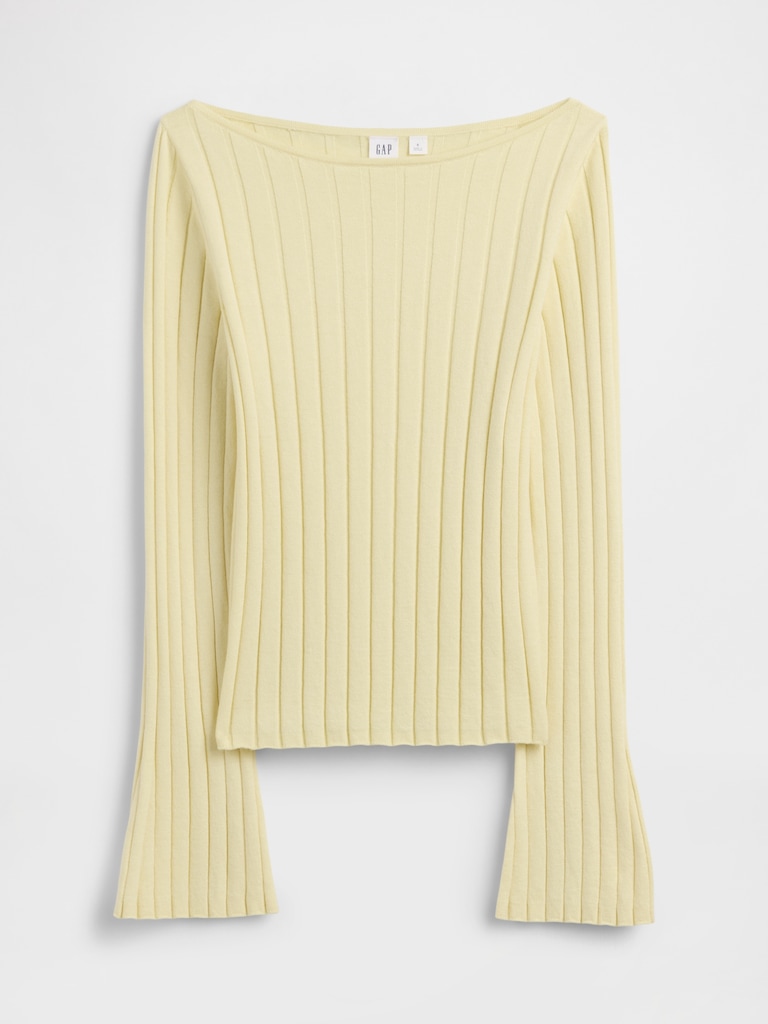 Wide-Rib Boatneck Sweater