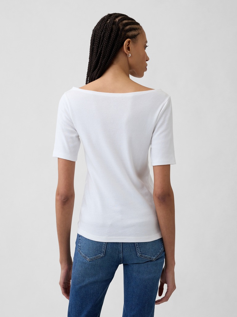 Modern Ribbed Boatneck T-Shirt