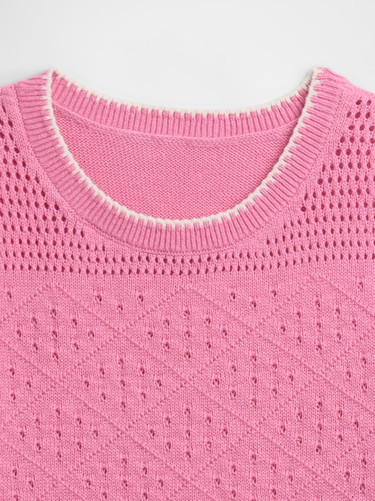 Kids Relaxed Mixed-Stitch Sweater Top