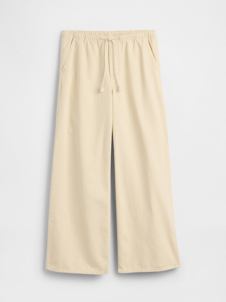 Mid Rise Pull-On Wide-Leg Jeans