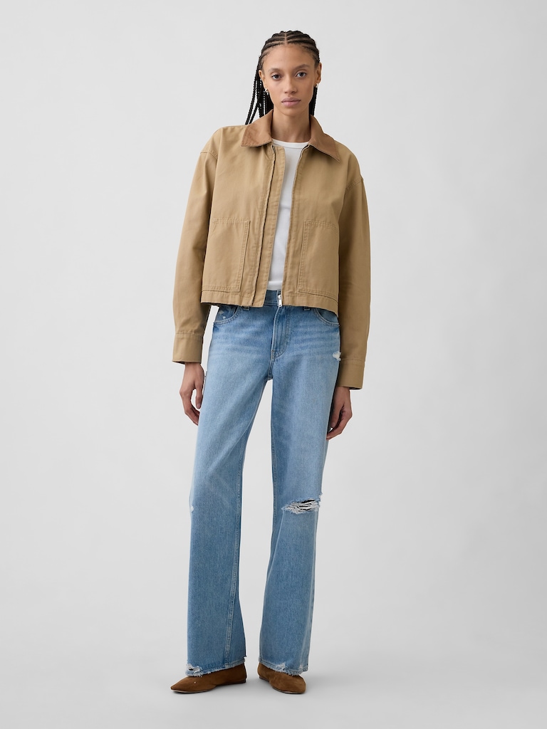 Relaxed Cropped Canvas Barn Jacket
