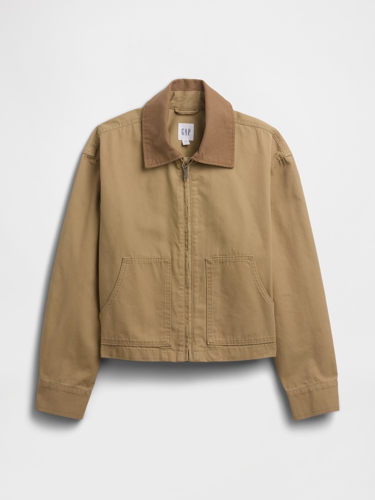 Relaxed Cropped Canvas Barn Jacket