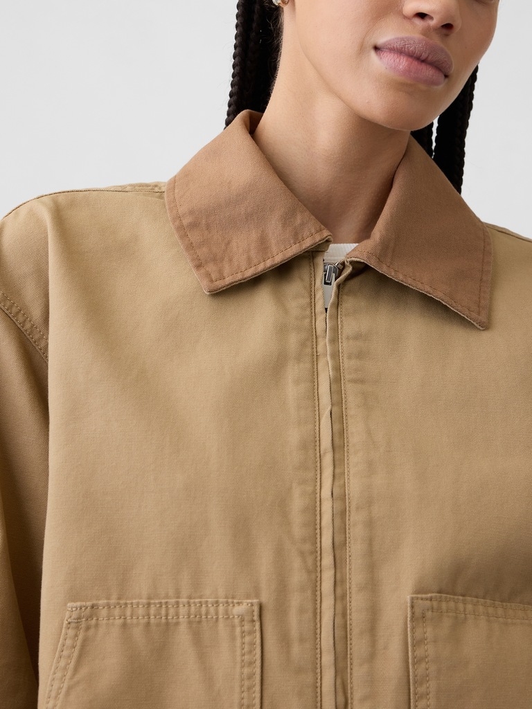 Relaxed Cropped Canvas Barn Jacket