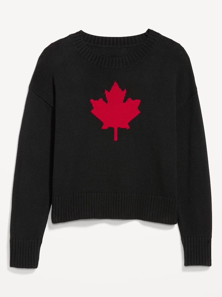Crew-Neck Canada Flag-Graphic Sweater