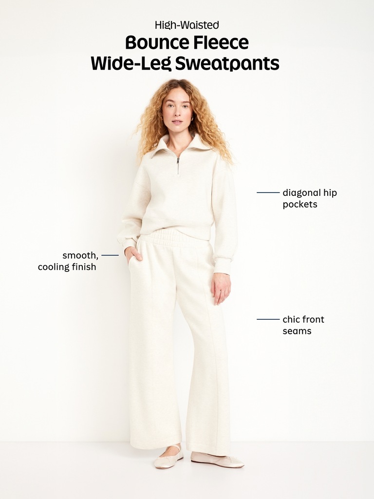High-Waisted Bounce Fleece Wide-Leg Sweatpants
