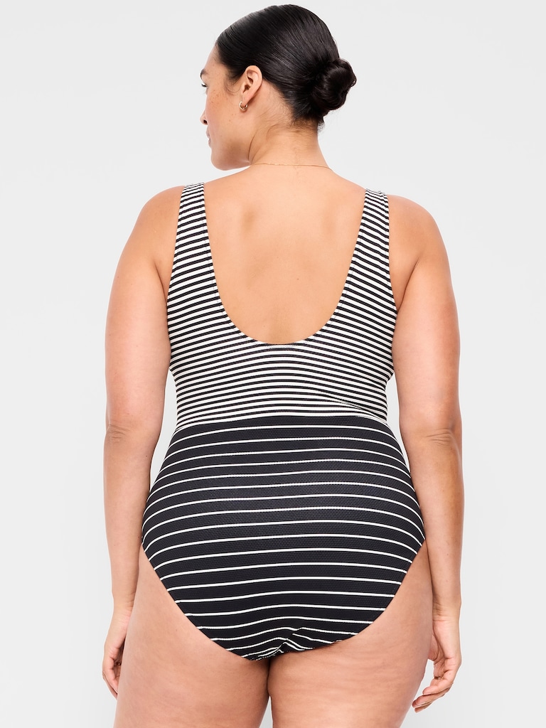 Textured One-Piece Cut-Out Swimsuit