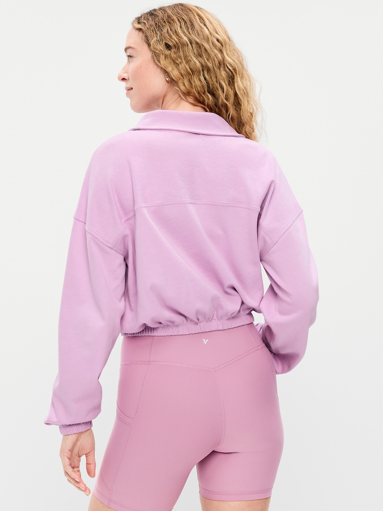 Button-Up Funnel-Neck Sweatshirt