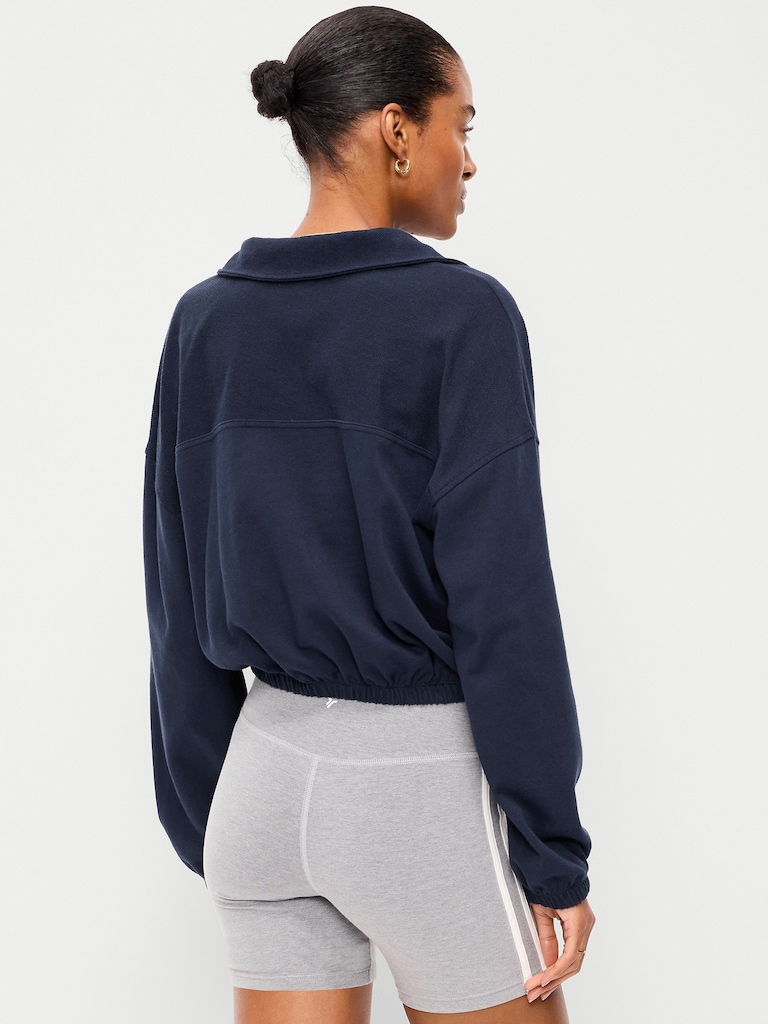 Button-Up Funnel-Neck Sweatshirt
