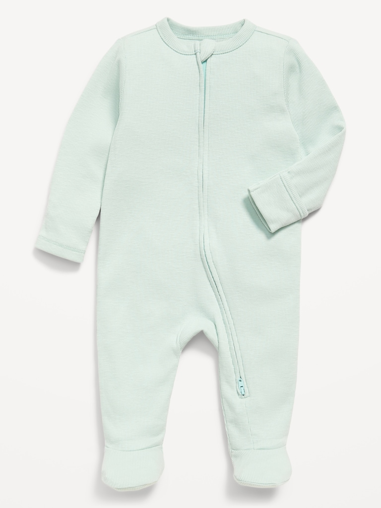 Ribbed 2-Way-Zip Sleep & Play Footed One-Piece for Baby