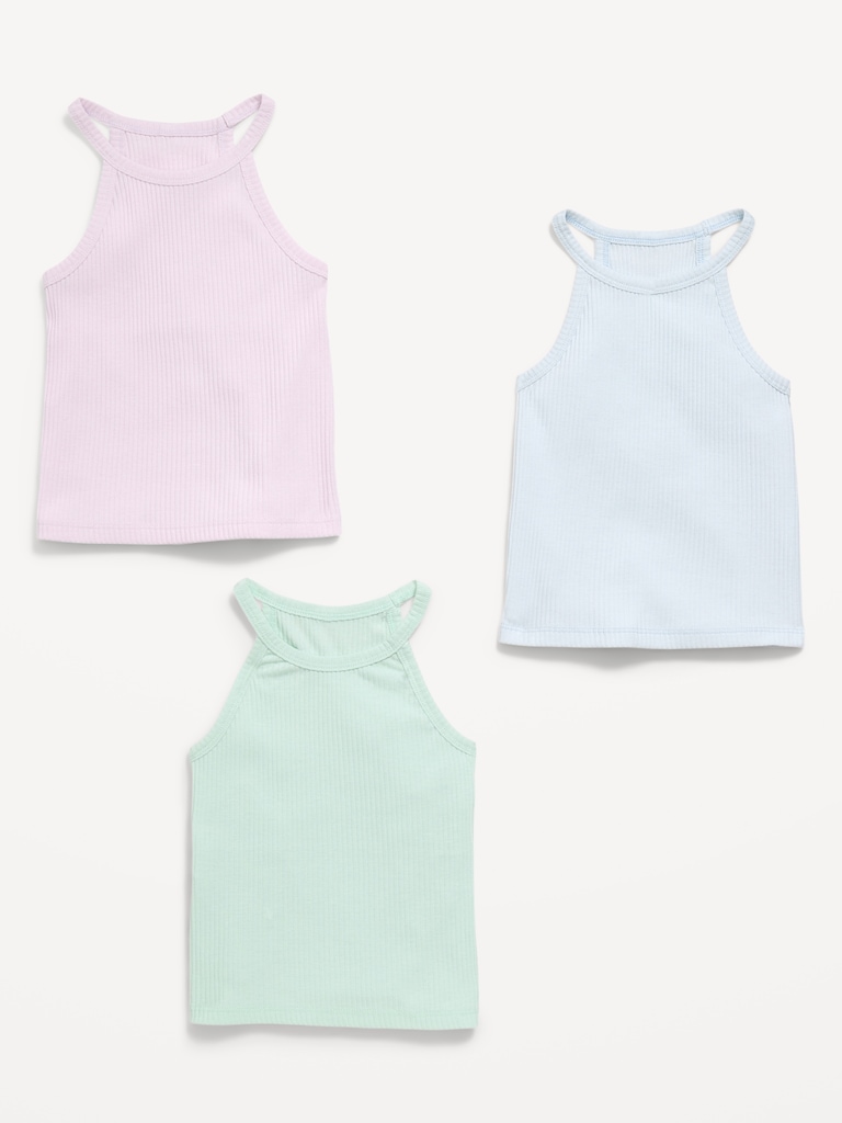 Fitted Halter Tank Tops 3-Pack for Toddler Girls