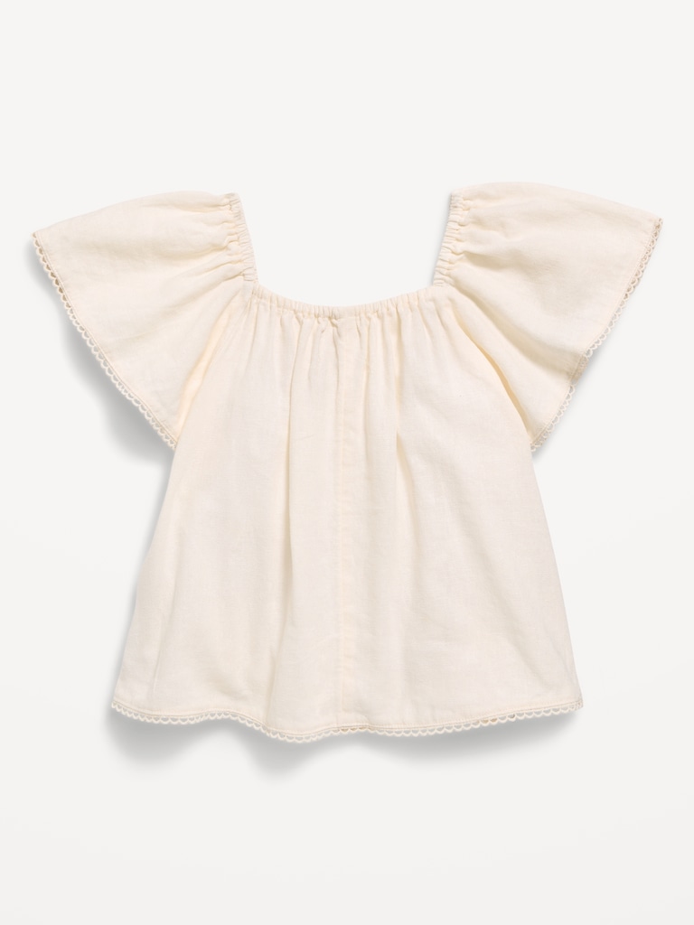 Short-Sleeve Linen-Blend Top for Toddler Girls