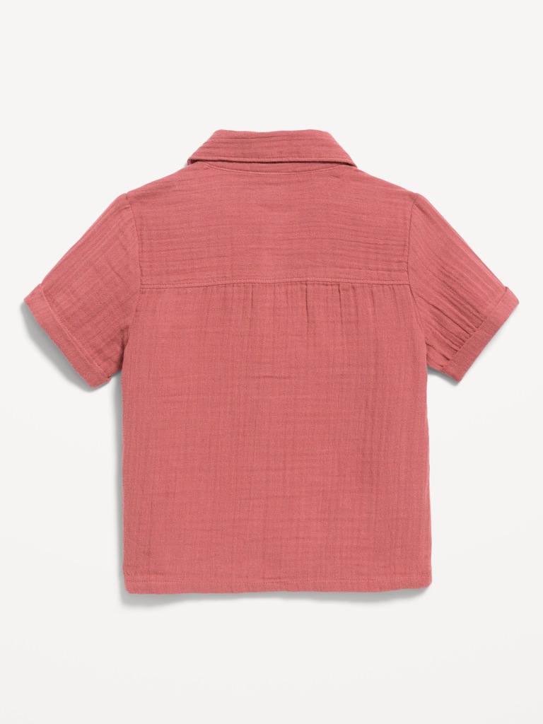 Short-Sleeve Double-Weave Shirt for Toddler Boys