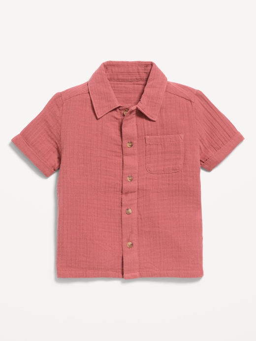 Short Short-Sleeve Double-Weave Cotton Shirt for Toddler Boys on clearance at Old Navy — 50% off