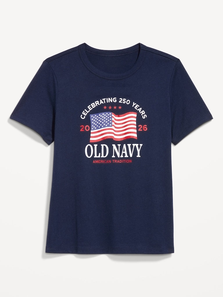 Crew-Neck Flag Graphic T-Shirt