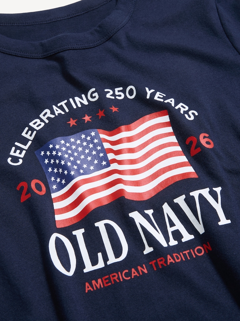 Crew-Neck Flag Graphic T-Shirt