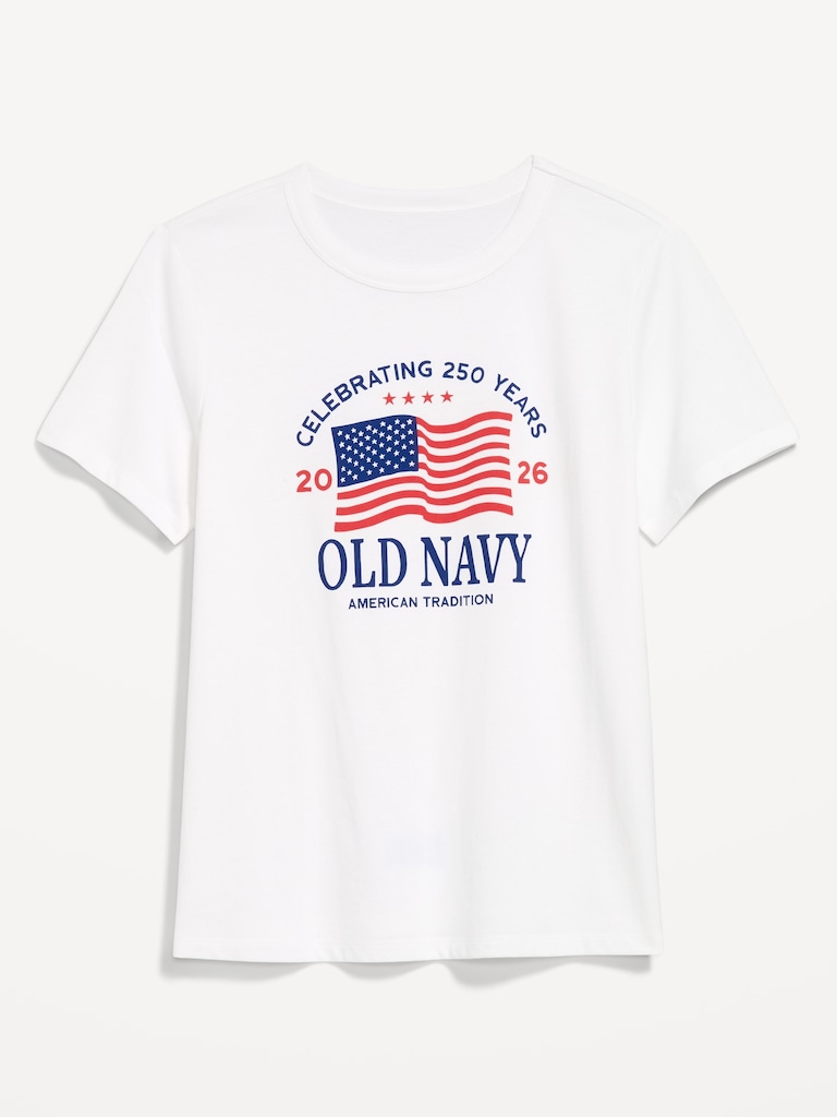 Crew-Neck Flag Graphic T-Shirt