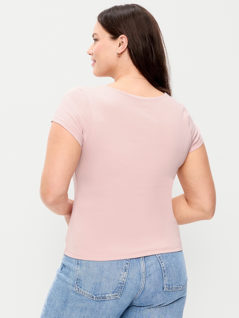 Hug Double-Layer Scoop-Neck Top